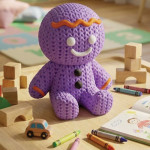 Kurabiye Adam Oyuncak 15 CM - Örme Görünümlü Dayanıklı Gövde - Mor