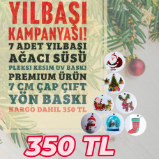 Yılbaşı Ağacı Süsü 7 Adet Pleksi Kesim Çift Taraflı UV Baskı Yılbaşı Ağacı Süsü 7 Adet Pleksi Kesim Çift Taraflı UV Baskı